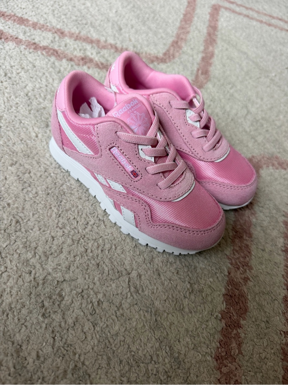 Reebok Kids Pink & White Classic Runner Sneakers